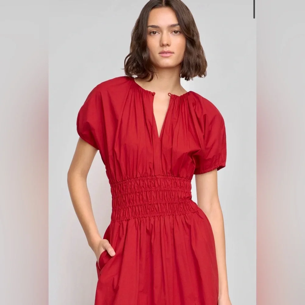 Modern Citizen Kyla Organic Cotton Red Midi Dress NWT 1X Feminine Summer - Picture 13 of 16